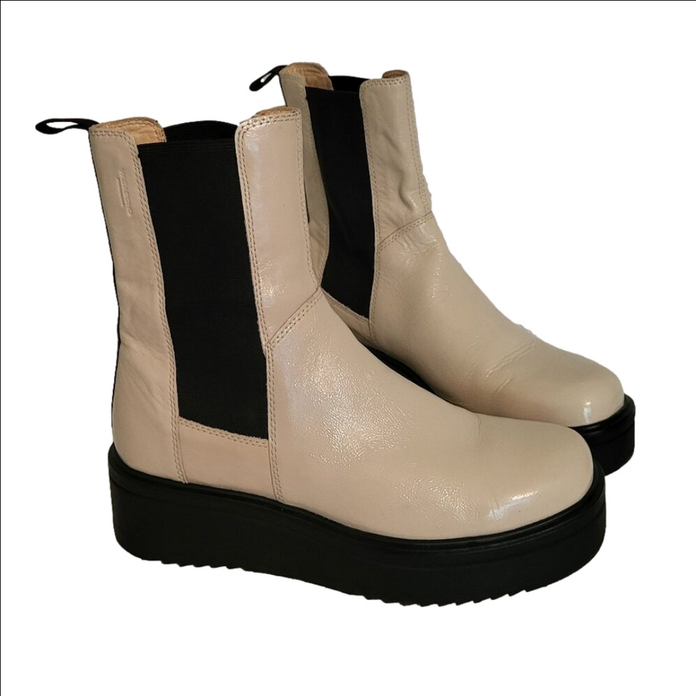 Vagabond Shoemakers Tara Plaster Patent Leather Boots Women's Size 10